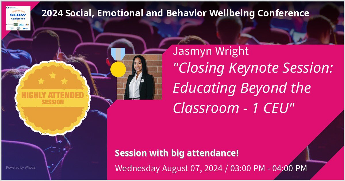 iamjasmynwright's tweet image. Excited to serve as the closing keynote speaker for the @DEDeptofEd Social, Emotional, and Behavioral Wellbeing Conference this Wednesday! #SEL #PushThrough