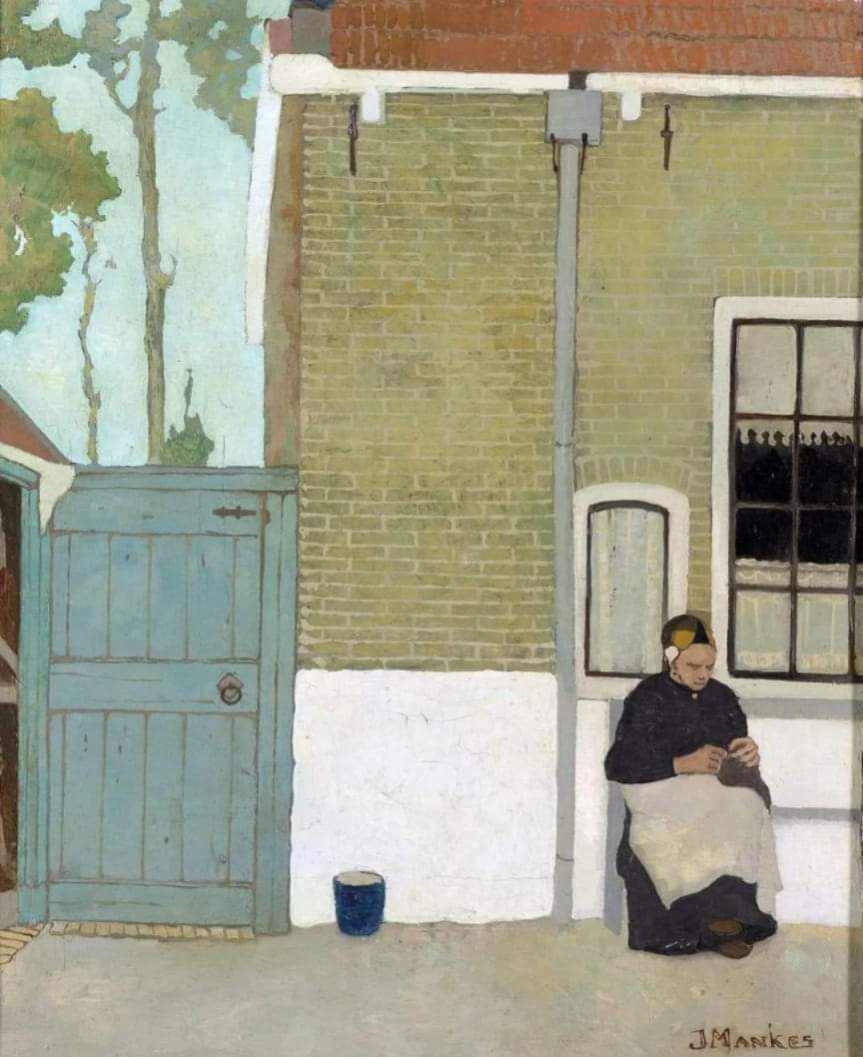 Jan Mankes (Dutch, 1889 - 1920)
"Woman in front of her House" 1914
Oil on Canvas, 
25.5 x 20 cm
Rijksmuseum, Amsterdam, The Netherlands
