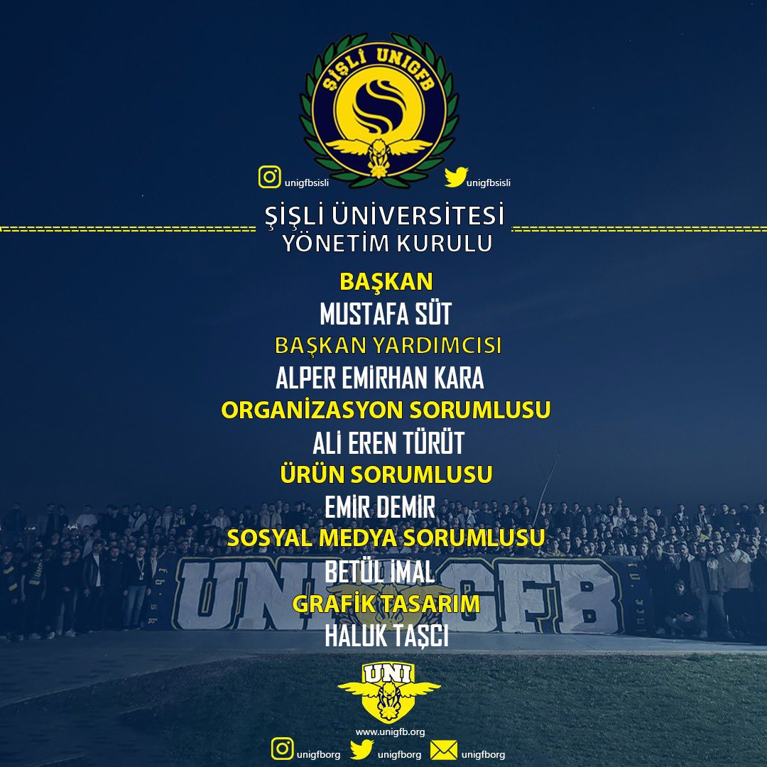 UNIGFBSISLI's tweet photo. 2024-2025 YILI YÖNETİM KURULUMUZ 
#UNIGFB https://t.co/PxeWlZ3Ajt