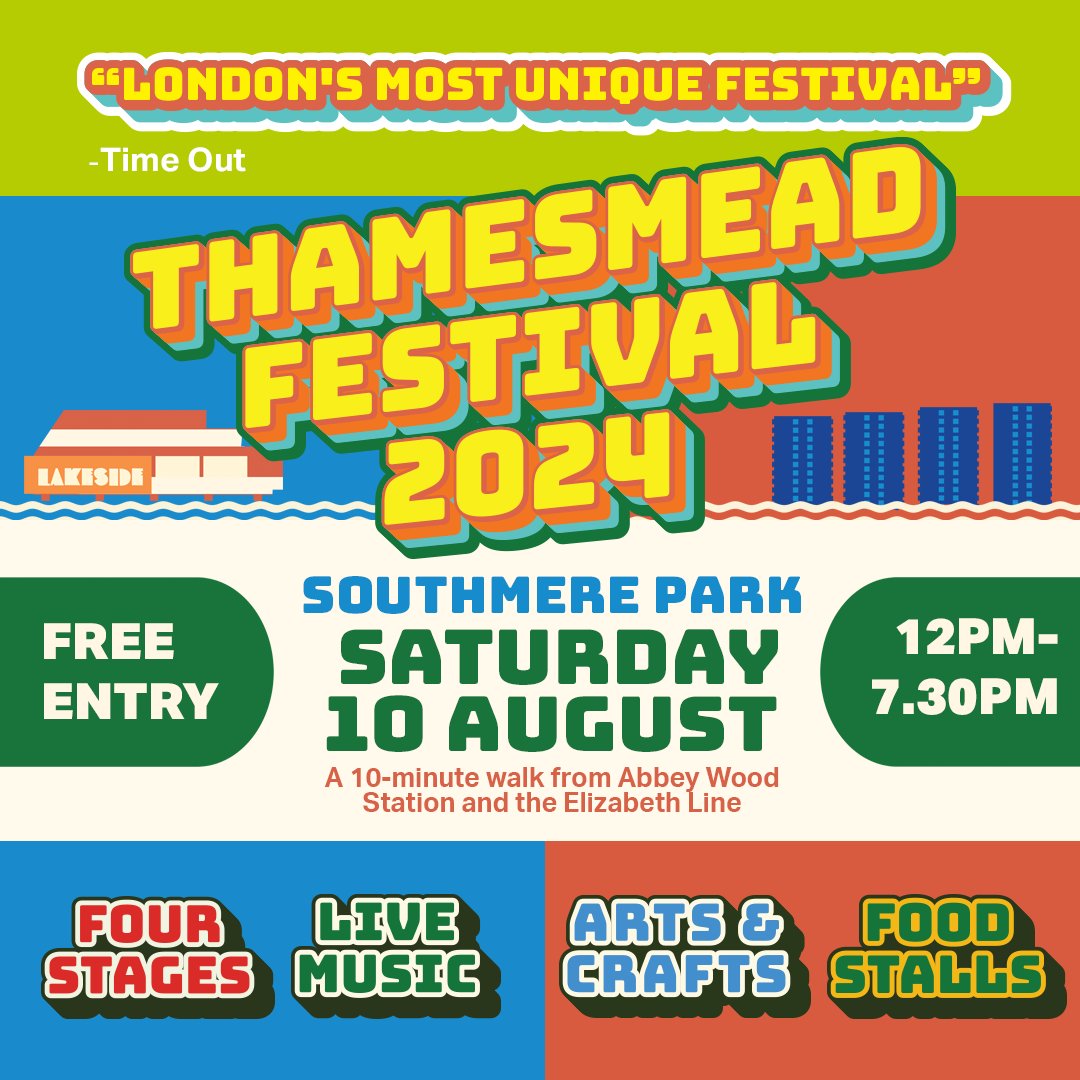 🎪 5 DAYS TO GO: The #Thamesmeadfestival Play Zone is our designated area for children and young people. 👨‍👩‍👧‍👧 We look forward to welcoming families with kids of all ages this Saturday. 

Read the festival programme 👉 tinyurl.com/bdf8erpy 
<a href="/PeabodyLDN/">PeabodyLDN</a> <a href="/Seriouslive/">Serious</a> <a href="/CCEventsUK1/">CC Events</a>