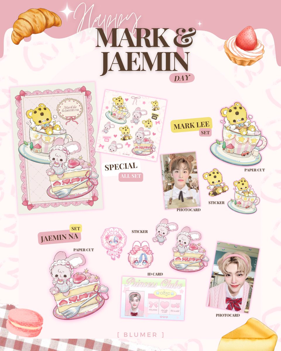 ♡ Kindly rt ♡ 
Giveaway Mark &amp; Jaemin day 🐯🐰

✨ 5 sets / mem
gg form : 12/08 20.23
shipping 35฿

✨ siam &amp; cafe
date 11/08 TBA 
˚₊✩‧₊ rt + show this tweet

🎀  more detail in mention
#HAPPYMARKLEEDAY 
#HAPPYJAEMINDAY