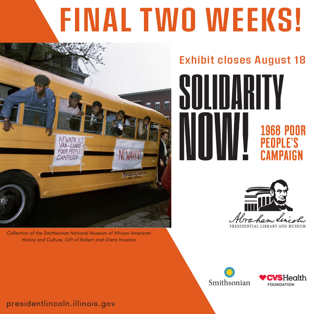 ALPLM's tweet photo. Two weeks remain to learn more about the historic #1968CampaignForPoor in the “Solidarity Now!” exhibit open through August 18th at #ALPLM. Organized by @sitesExhibits in collaboration with @NMAAHC.
#CivilRights #Poverty
https://t.co/z9mN4d7RFU https://t.co/NJiFwfegQy