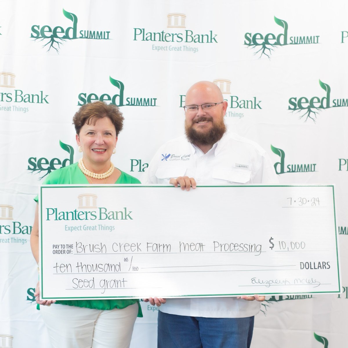 Planters Bank is pleased to announce the recipient of the 2024 SEED Grant, Brush Creek Farm Meat Processing! Selected by four judges, Brush Creek Farm Meat Processing is an emerging meat processing business with innovative approaches to the market. Join us in congratulating them!