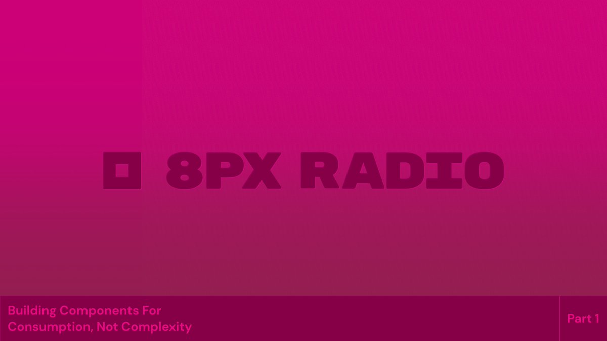 disco_lu's tweet image. As I prepare the next batch of 8px Radio episodes, I've published a readout of my "Building Components For Consumption, Not Complexity" (mega) article
There are two parts, diving into component advice ❖
🎧 Spotify: open.spotify.com/episode/2HlzXy…
🎧 Apple: podcasts.apple.com/gb/podcast/spe…