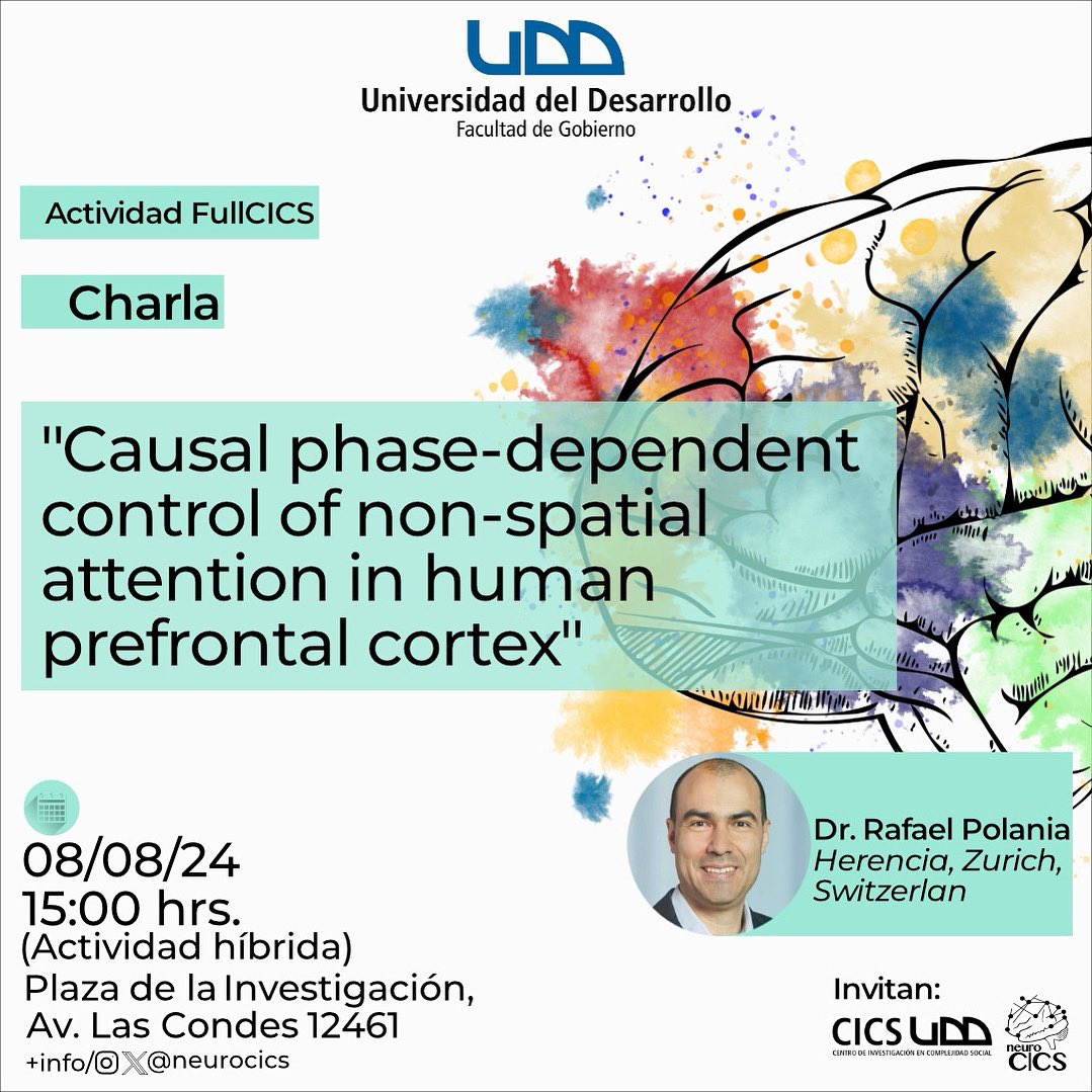 Charla del Dr. Rafael Polania en UDD sobre el control de atención no espacial. Jueves 8 de agosto, 15:00 hrs. ¡No te la pierdas! #UDD #Neurociencia  <a href="/RafaPolania/">Rafael Polania</a>