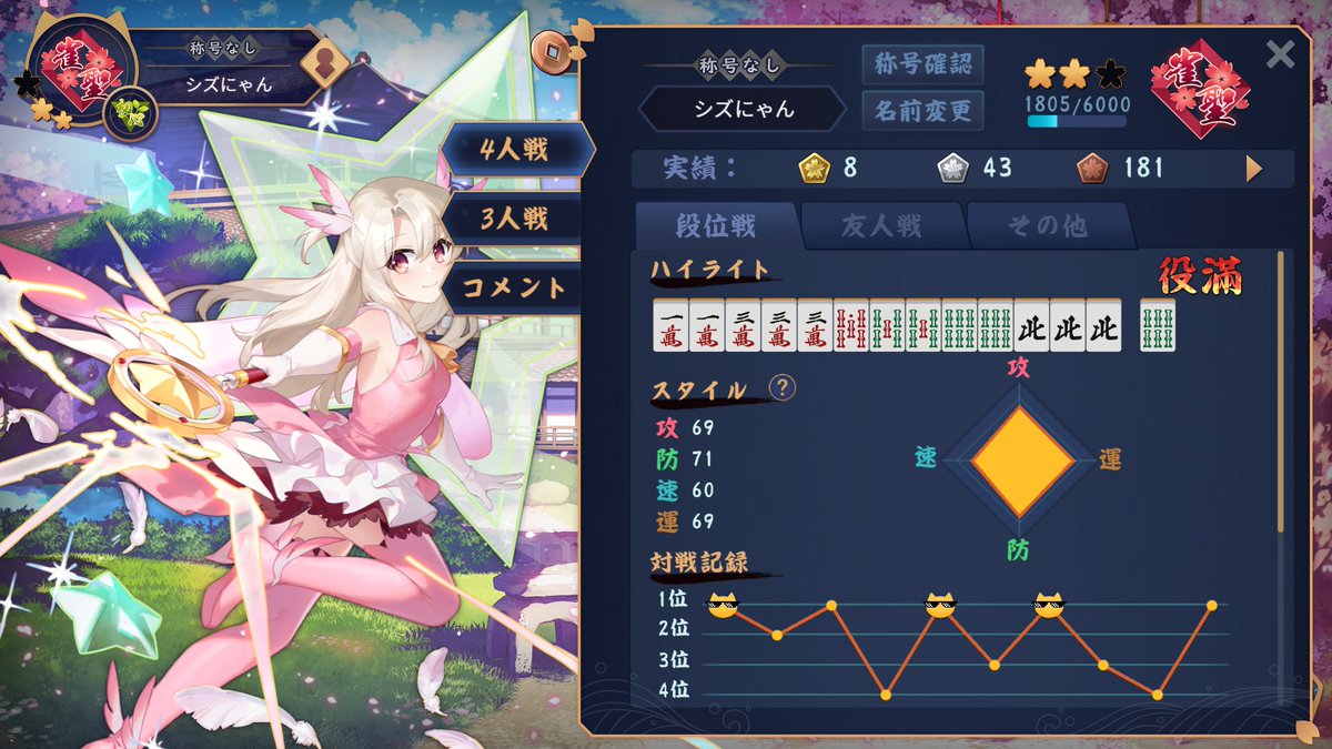 Cudo3399's tweet photo. #마작_트친소
#작혼_트친소

작혼 및 가끔 오프마작 하고 있습니다.
4인 반장으로만 치고있고
안티리치마작을 지향하고 있습니다. https://t.co/hpZMIarqPS