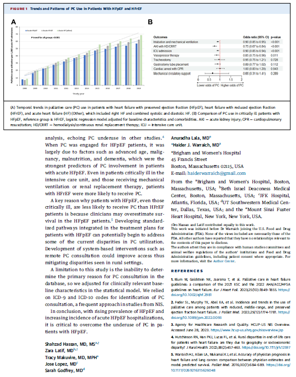 Haider Warraich (@haiderwarraich) on Twitter photo Lots we dont know about heart failure with preserved ejection fraction but one thing we do: palliative care would be immensely beneficial for patients w/ HFpEF. Yet our new📜in <a href="/JACCJournals/">JACC Journals</a> led by <a href="/ShahzadHTarar/">Shahzad Hassan</a> & <a href="/Zaralatif5/">Zara Latif, MD</a> paints a grim picture. 1/3 Lots we dont know about heart failure with preserved ejection fraction but one thing we do: palliative care would be immensely beneficial for patients w/ HFpEF. Yet our new📜in <a href="/JACCJournals/">JACC Journals</a> led by <a href="/ShahzadHTarar/">Shahzad Hassan</a> & <a href="/Zaralatif5/">Zara Latif, MD</a> paints a grim picture. 1/3