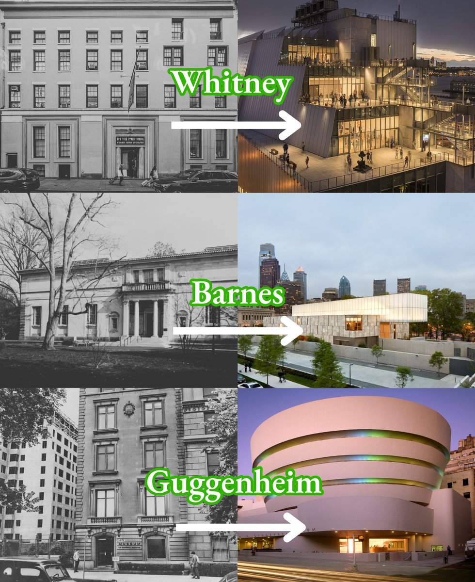 Architecture is art, hiding in plain sight.

And in the case of museums, the way they look on the outside can sometimes tell a story even more interesting than the art inside.

So, what do these changing looks tell us? A lot more than we think… 🧵👇