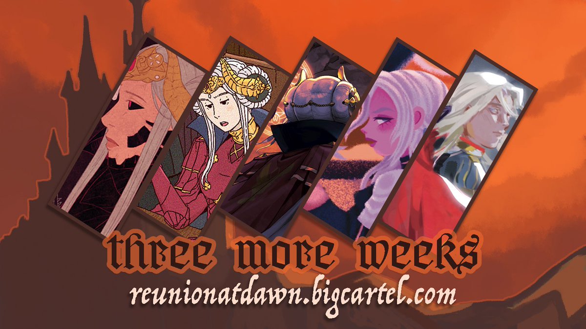 There are only THREE WEEKS left until we close pre-orders! As of right now we are 5 physical orders away from our gold foil stretch goal, and 9 full bundle orders away from our locket-pin stretch goal! Thank you all so much for your overwhelming support thus far! 💙⚔️