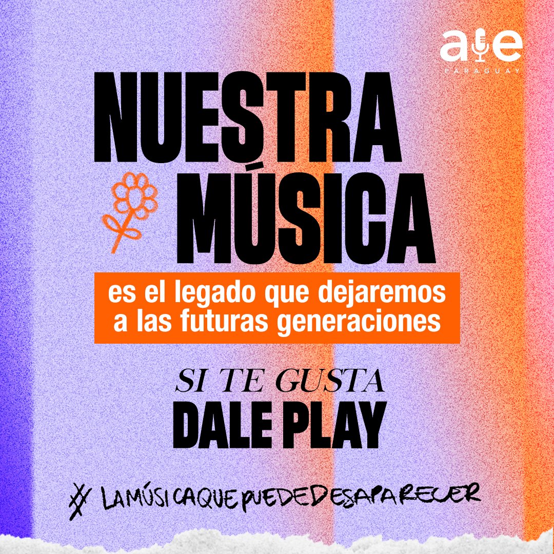 SI TE GUSTA, DALE PLAY. No podemos dejar sin legado a nuestras generaciones futturas. #LaMúsicaQuePuedeDesaparecer