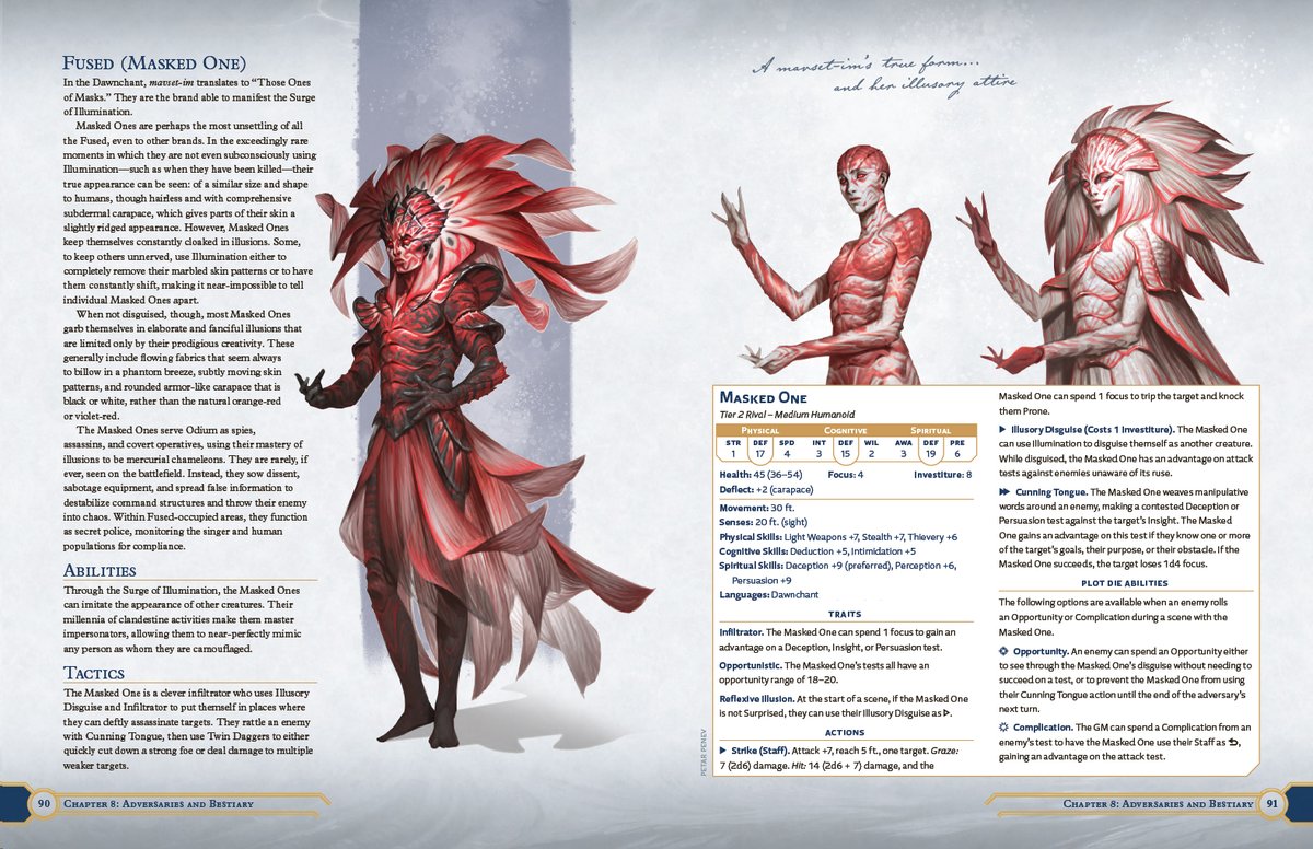 johnny0neal's tweet photo. Masked Ones are my favorite Fused because if you can look like anything, why not choose to look fabulous?

(Amazing art from the Stormlight RPG World Guide by Petar Penev aka @DNAvenomART.) https://t.co/kE6xoECrGA