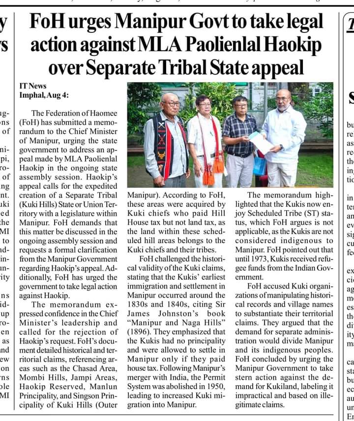Brood of vipers:
Satan appeal to God to punish Job, for he was jealous of Job's prosperity and undivided commitment to God.

The org. (alliance) whose sole motive from its inception was to do harm to Kukis, asked the kingpin of Meiteis attempted genocide  against the Kuki