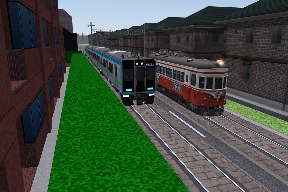 teihan_denshya's tweet photo. 帝阪の併用軌道〜鉄道直通向け車両800系がデビューしました！基本は石川寺坂山から比良湖浜関津、奈良山と路面電車区間と芝鉄を経由して色羽鉄道の併用軌道区間までいきますが、朝に1本だけ木津川・八阪方面の帝阪本線直通の特急があります。 https://t.co/nJfuwJTAVb