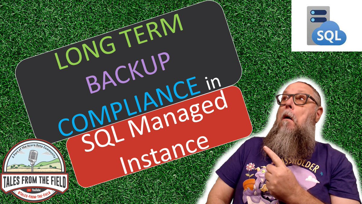TalesftField's tweet image. Our MS Tech Bits is LIVE! @DBABullDog p presents presents
presents @AzureSQL: Manage Backup Compliance w Long Term Backups for #AzureSQLManagedInstance!
Link: youtu.be/44UNoZG9URM
cc @SQLBalls @JoshLuedeman @neeraj_jhaveri @BradleySchacht @nodestreamio @macardoso95