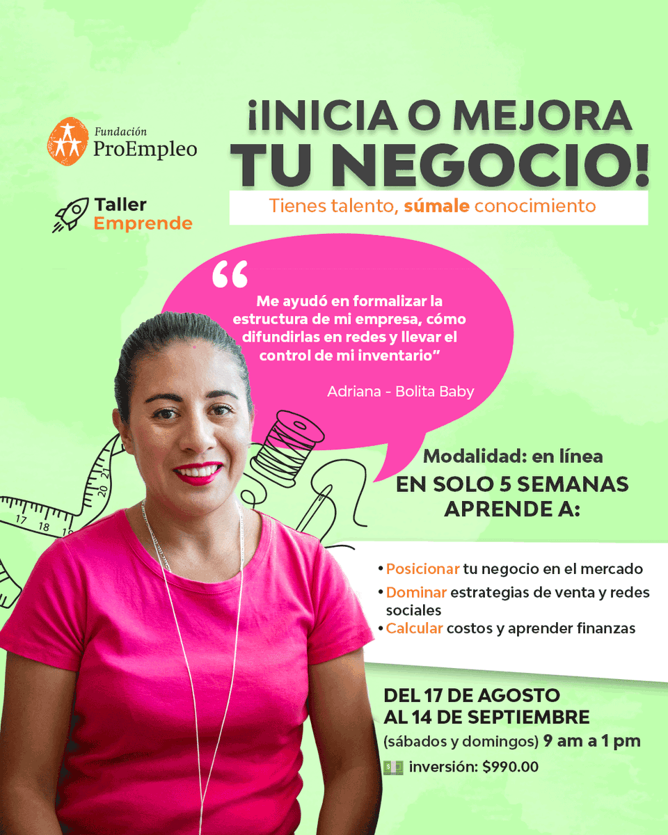 ¡Consulta las fechas del Taller Emprende en agosto y regístrate ahora en talleremprende.proempleo.org.mx! 
Estamos aquí para acompañarte y hacer crecer tu negocio.

#Capacitacionempresarial #Negocio #TallerEmprende #ProEmpleo