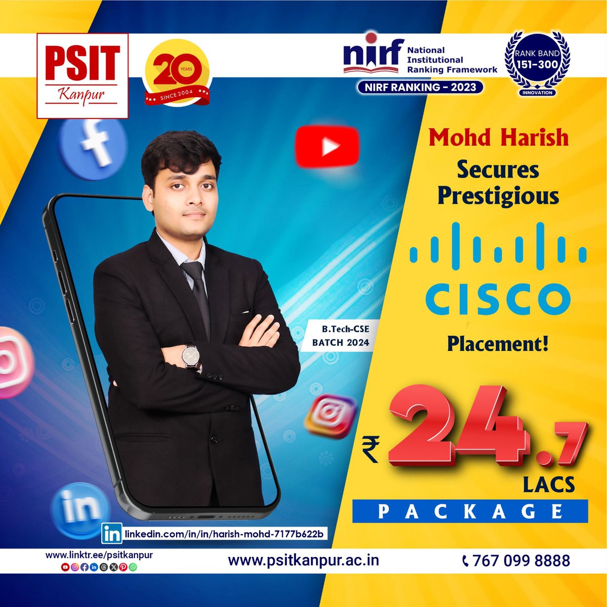 PSITKanpur2004's tweet image. Another Milestone Achieved!

#cisco #placement2024 #success #perseverance #selfbelief #successstory #PSITKanpur #determination #endeavours #bestplacements #lifeatpsit #bestengineeringinstitute #career