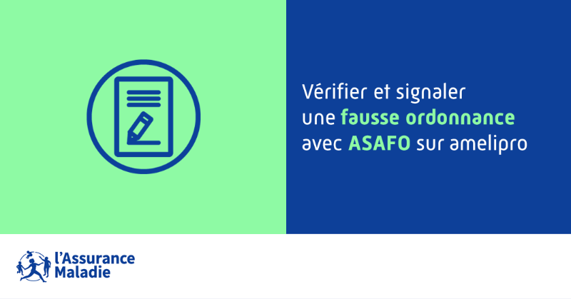 Assur_Maladie's tweet photo. #Pharmaciens | Le nouveau téléservice « Fausses ordonnances » #ASAFO est disponible via #amelipro🧑⚕️
⚠️En cas de suspicion d’une fausse #ordonnance, le pharmacien peut vérifier si l’ordonnance a déjà été identifiée comme frauduleuse ou la signaler à sa caisse d’assurance maladie.
