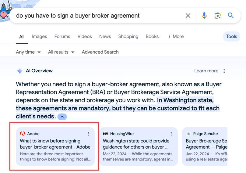 It's nuts that Google thinks Adobe is a trusted source for info about the new real estate rules that take effect across the country this month.