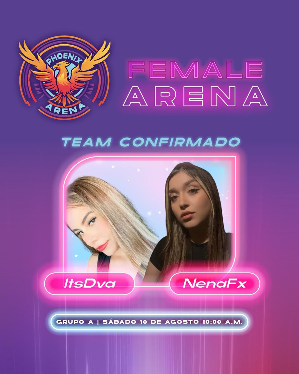PhoenixArenaGG's tweet photo. ¡Bienvenidas @ItsD_VA y @iNenaFx de 
Al Phoenix Female Arena! 🌟 

Prepárense para la acción en Warzone.

 ¡A darlo todo en la arena! 🎮🔥 #PhoenixFemaleArena #Warzone #GirlGamers https://t.co/r6oU6NUBJQ