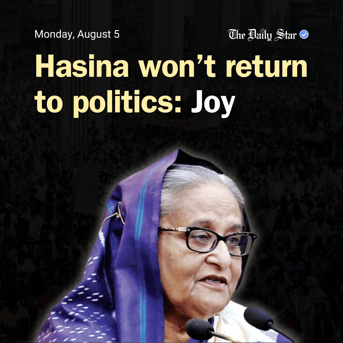 dailystarnews's tweet photo. Joy said Hasina was "so disappointed that after all her hard work, for a minority to rise up against her".
#bangladesh #SheikhHasina #ExPm #Politics 
Read more: https://t.co/9dqzjJxecN https://t.co/zC8xkAYhMX