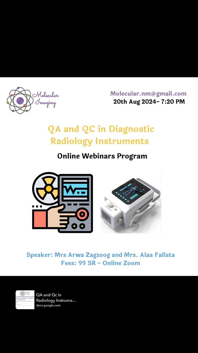 اخر  التحديثات لاختبارات الجودة والسلامة لاجهزة ال X-ray

رابط التسجيل: 
docs.google.com/forms/d/e/1FAI…