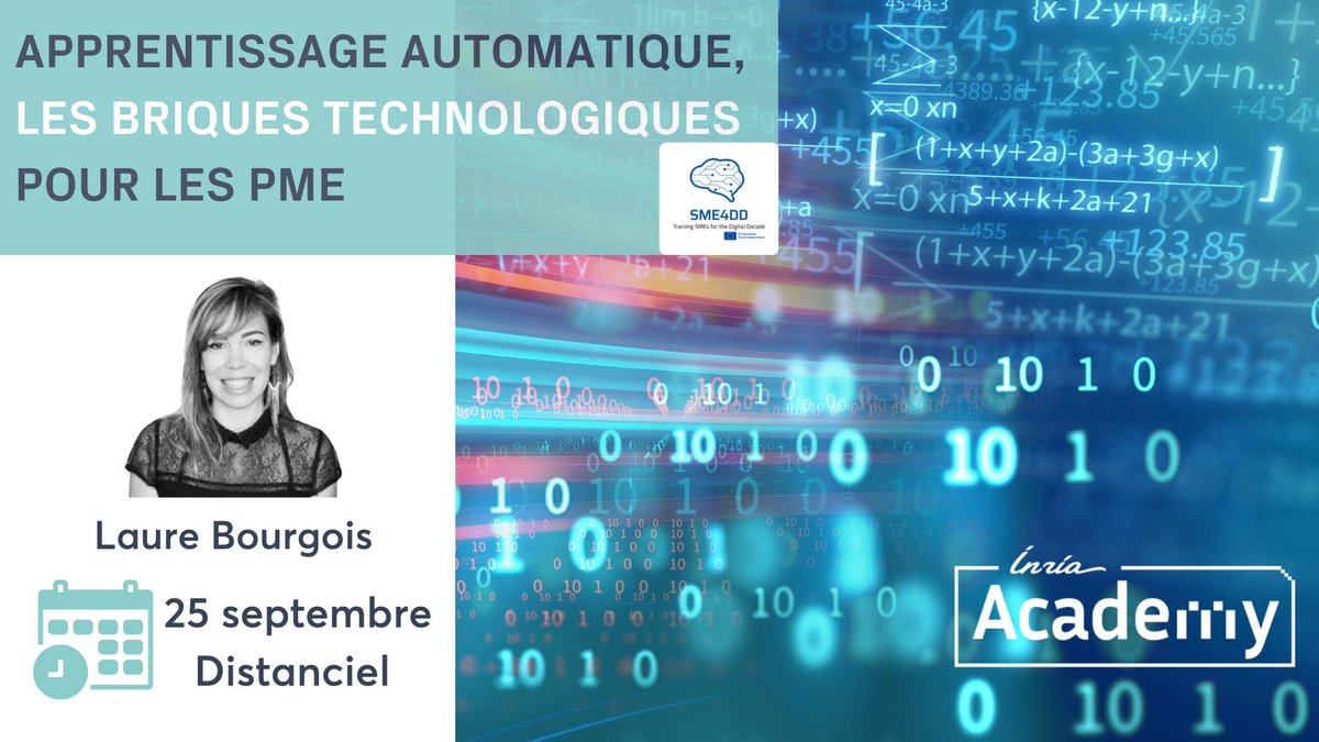 Inria Academy (@inria_academy) on Twitter photo 📢 #MASTERCLASS #MachineLearning special #PME avec <a href="/LaureBourgois/">Bourgois Laure</a> le 25 septembre
💻Programme > inria-academy.fr/masterclasse-a…
💎Découvrez comment exploiter vos données en seulement 2 heures.
#IA #SME4DD 📢 #MASTERCLASS #MachineLearning special #PME avec <a href="/LaureBourgois/">Bourgois Laure</a> le 25 septembre
💻Programme > inria-academy.fr/masterclasse-a…
💎Découvrez comment exploiter vos données en seulement 2 heures.
#IA #SME4DD