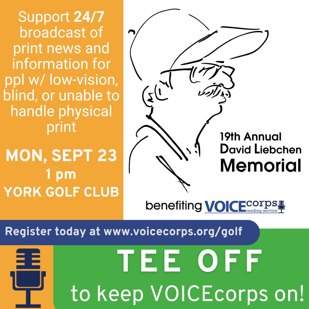 Support VOICEcorps and tee off on one of Central Ohio's most beautiful courses - York Golf Club! Help bring 24/7/365 broadcast readings of print news and other publications to those who need it most. Sign up! bit.ly/DLMgolfouting <a href="/YorkGC1924/">York GC</a> #readforgood #teeoffforvoicecorps