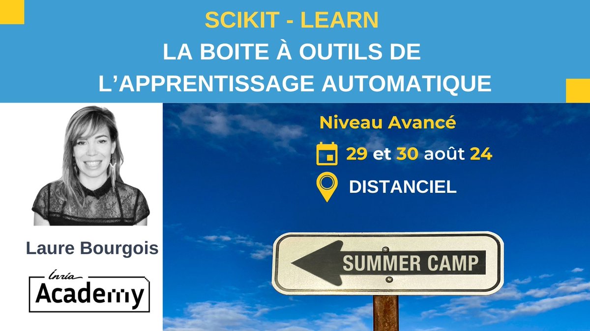 🌴 [Summer Camp - 2 jours  ]  Profitez de l'été pour performer à la rentrée 🎯
📍Niveau avancé  les 29 et 30 août avec <a href="/LaureBourgois/">Bourgois Laure</a>
🎯Réservez votre place > it-learn-la-boite-a-outils-de-lapprentissage-automatique/ 
#training #MachineLearning #Algorithms #SME4DD