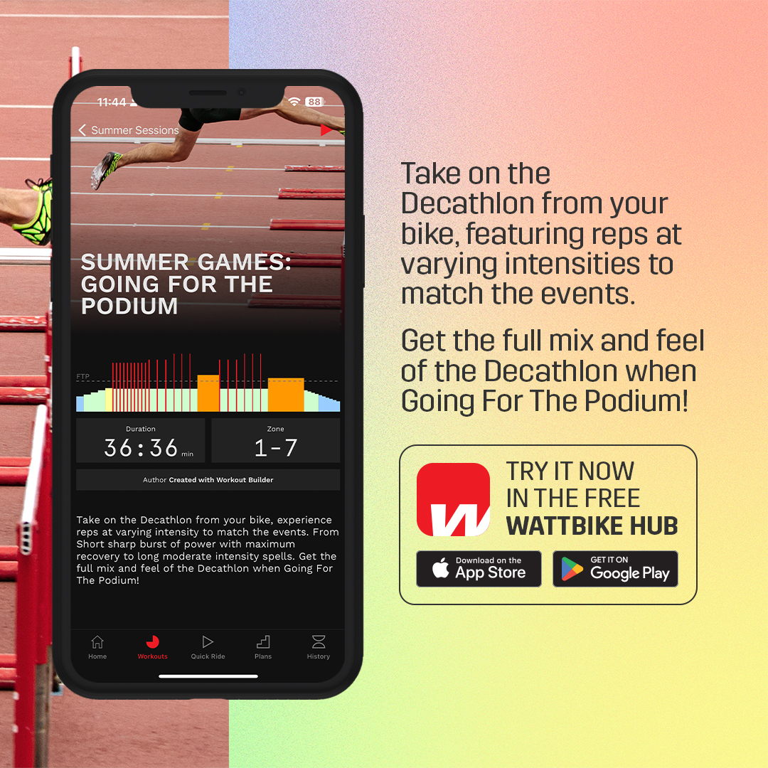 wattbike's tweet photo. Going For The Podium! π
Step up your game with our Decathlon-inspired workout on the Wattbike Hub! π΄ββοΈ Experience the thrill of varied intensities, from powerful bursts to sustained efforts. https://t.co/vgR8iRDbfL #Wattbike #DecathlonChallenge #WattbikeHub #PodiumReady https://t.co/NLr2kFm3xJ