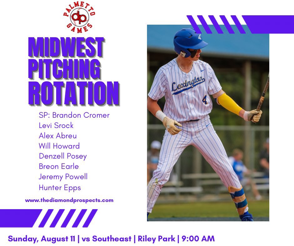 Excited to play in the Palmetto games this upcoming weekend. Here is my schedule for the weekend on the Midwest team. <a href="/diamondprospect/">Diamond Prospects</a> <a href="/Playmakers_2020/">Carolina Playmakers</a> <a href="/sox_carolina/">Carolina White Sox</a>
