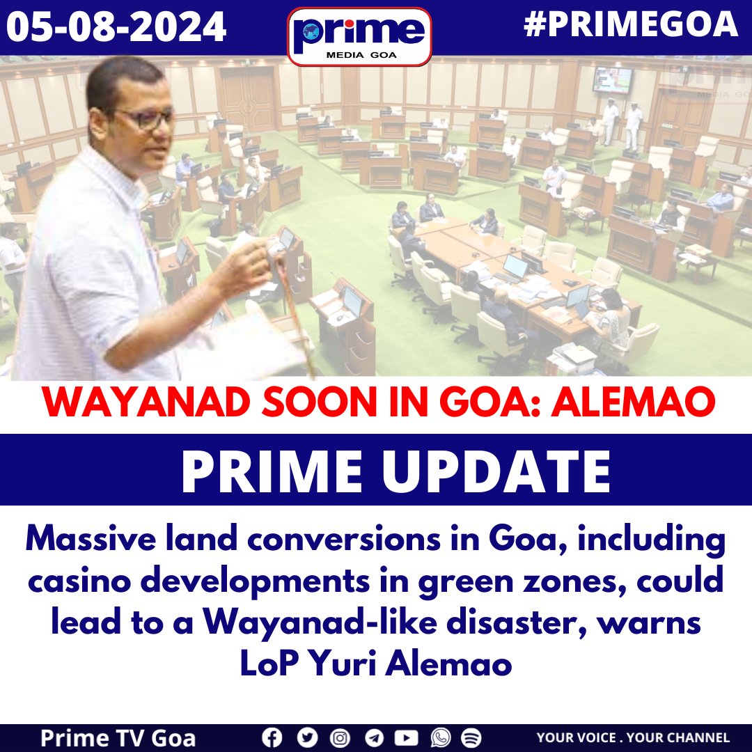 PrimeTVGoa's tweet photo. WAYANAD SOON IN GOA: ALEMAO
#GoaDisaster #LandConversions #EnvironmentalCrisis #CasinoDevelopment #GreenZones https://t.co/u3bdQ0cQHx