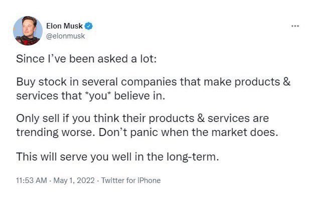 some good advice from Elon Musk

We are playing long-term