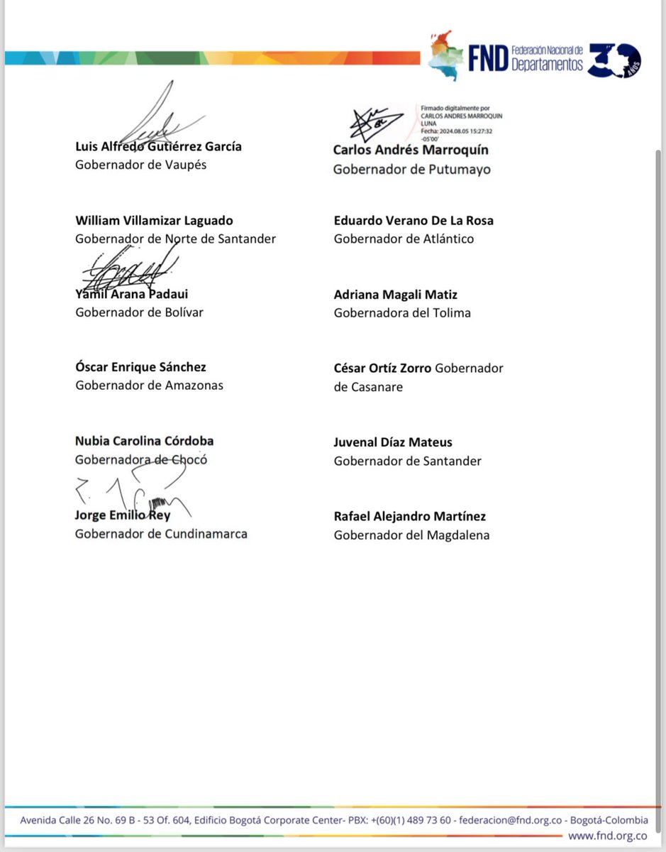 Los gobernadores de Colombia nos unimos a la solicitud de veeduría independiente e inmediata en Venezuela.

Que se respete la democracia y el derecho del pueblo venezolano a un ejercicio electoral libre y transparente.
#VenezuelaLibre 🇻🇪