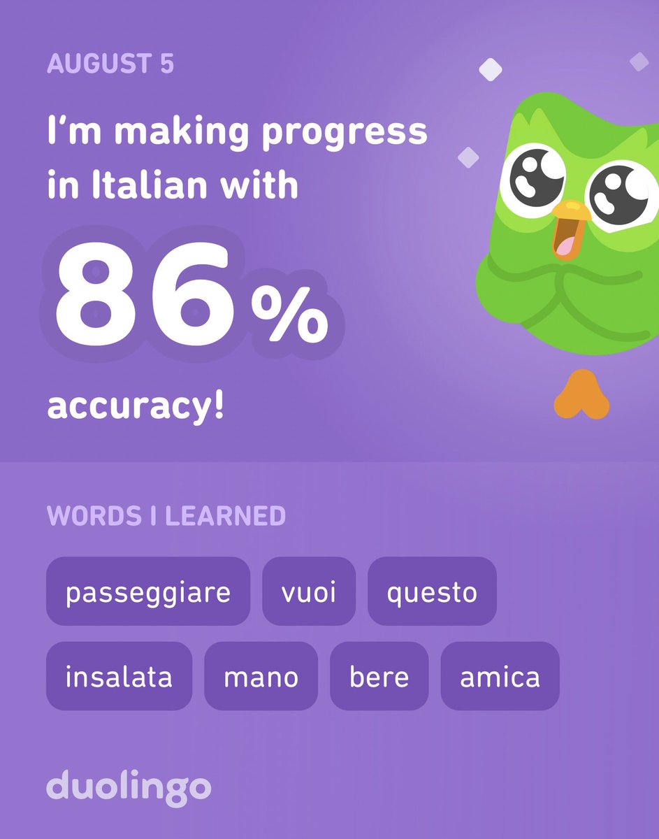 I’m learning Italian on Duolingo! It’s free, fun, and effective.