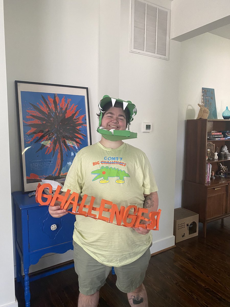 jellybeanssoup's tweet photo. So excited that I got to be Big Challenges at Otakon this year *AND* I got this very cool and cute shirt from @dressydeerart to match!! I’m definitely gonna wear this as part of my cosplay next year, all of your art was so lovely!! https://t.co/1vf0KWhu5p