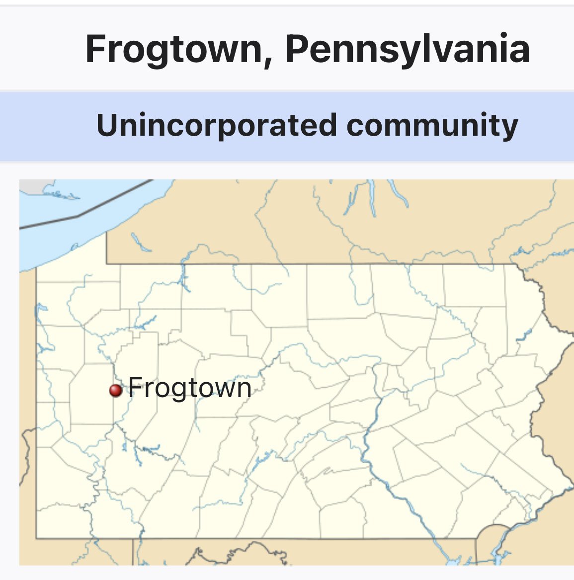 Drove through frogtown, which is an actual real place. It was scenic but I feel misled by the name and was disappointed by the complete lack of visible frogs. 6/10 I guess.