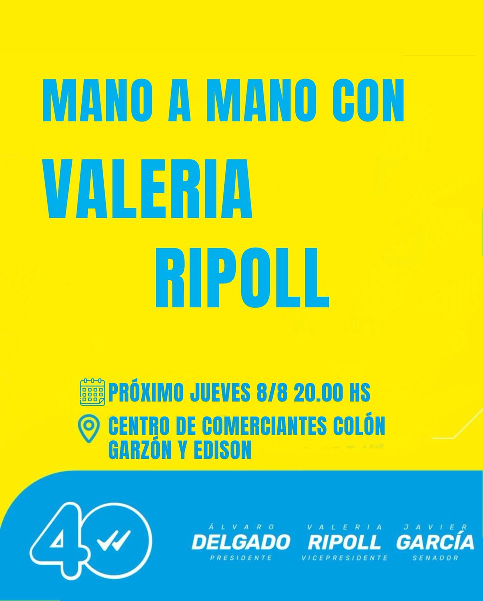 avanzandoxvos's tweet photo. ¡Este jueves 8 de agosto a las 20:00 hrs estará @Valeriaripoll3 en el Centro Comerciantes de Colón en Garzón y Edison! 📅✨
¡No te lo pierdas! 🗣️👥
#ValeriaRipoll #JuventudEnAccion #AlianzaPais #municipioG #Uruguay2024 🚀🇺🇾 https://t.co/omny18rybD