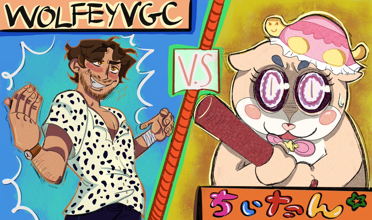 tinyballofmoss's tweet photo. WHOS READY FOR THE FIGHT OF THE YEAR!!!! We have @WolfeyGlick in one corner and the other we have the one the only @chiitan7407 !!!!!!! (For legal purposes this is a joke :3) https://t.co/WA88ZYmGFk