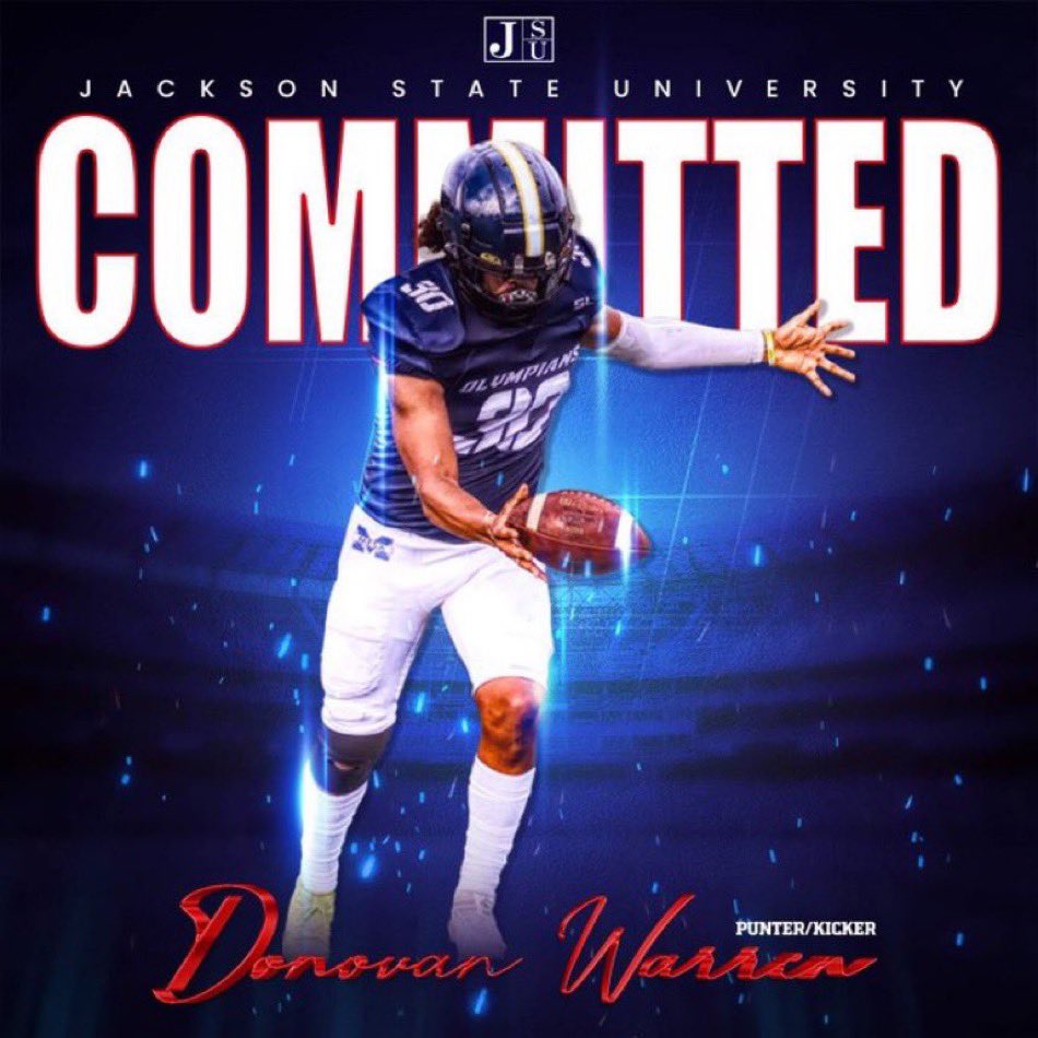 Huge congratulations to longtime Chris Sailer Kicking Punter, CSK 5⭐️ Punter and #12 Punter in America <a href="/realdonwon2000/">Donovan Warren 5⭐️P/ 4.5⭐️K 2023</a>. He has committed to Jackson State. Well deserved! <a href="/ThePuntFactory/">Aaron Perez</a> #TeamSailer #PuntFactory