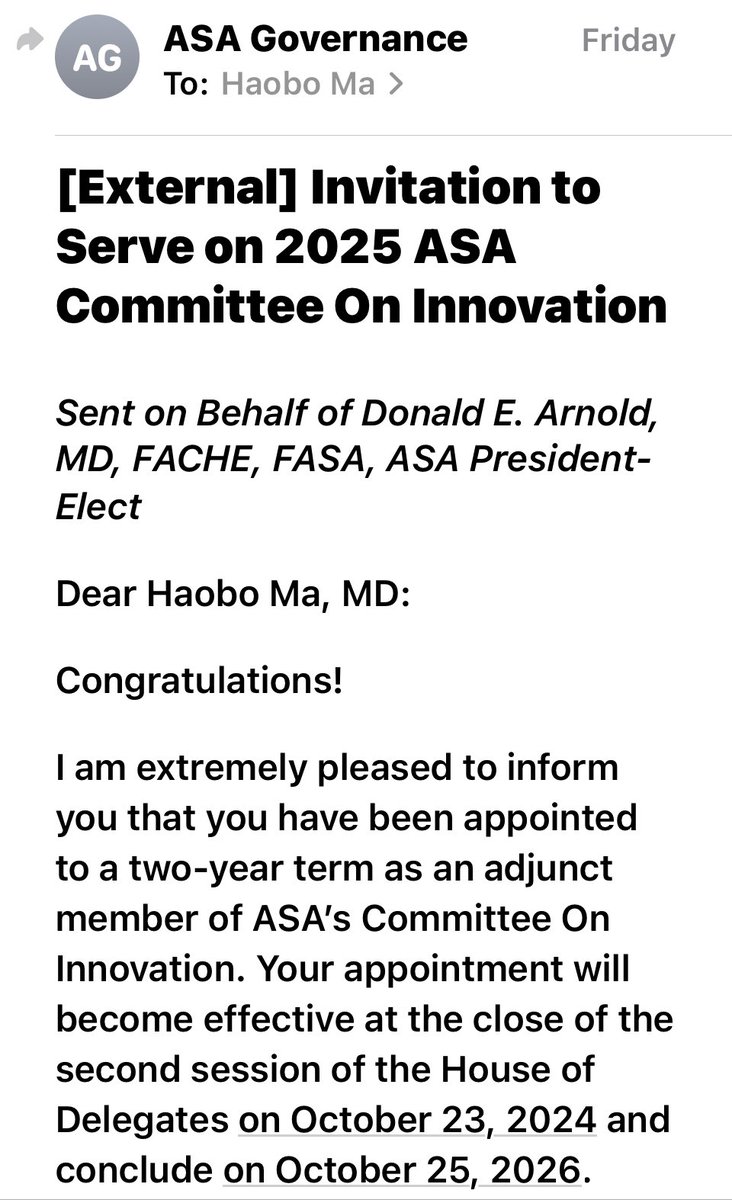 I am honored to be appointed as an adjunct member on ASA Committee on Innovation.