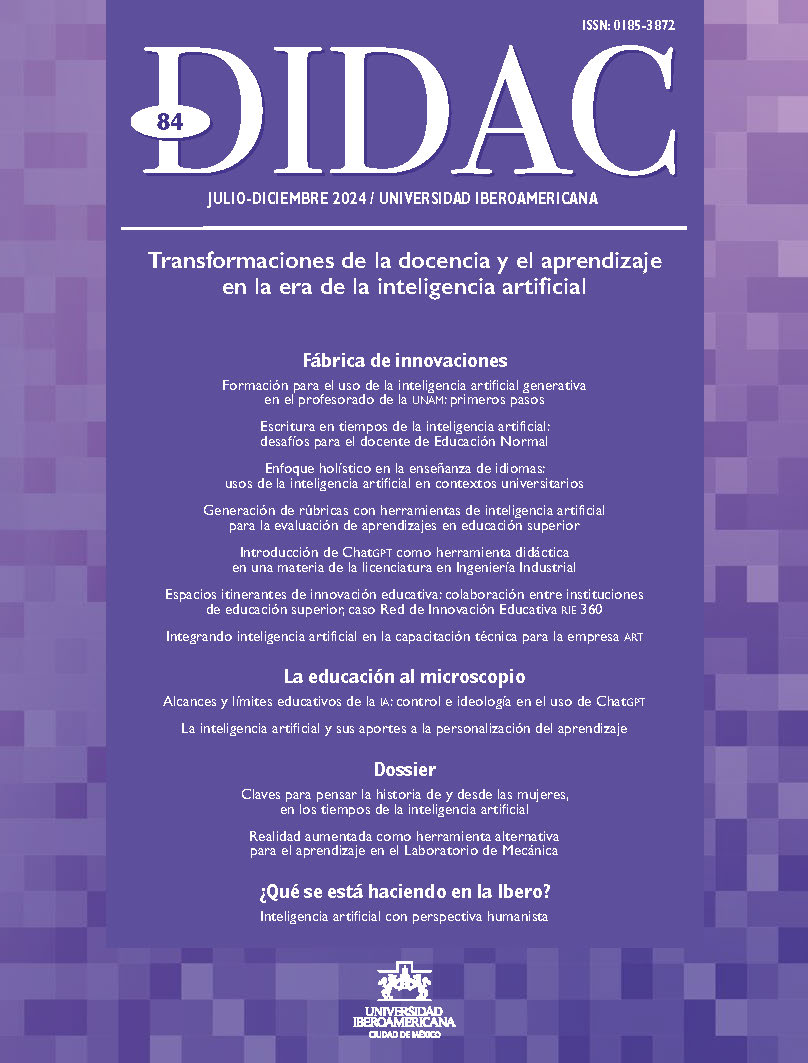 ¿Ya leíste nuestro número 84?
Transformaciones de la docencia y el aprendizaje en la era de la inteligencia artificial
Lee la revista en: didac.ibero.mx