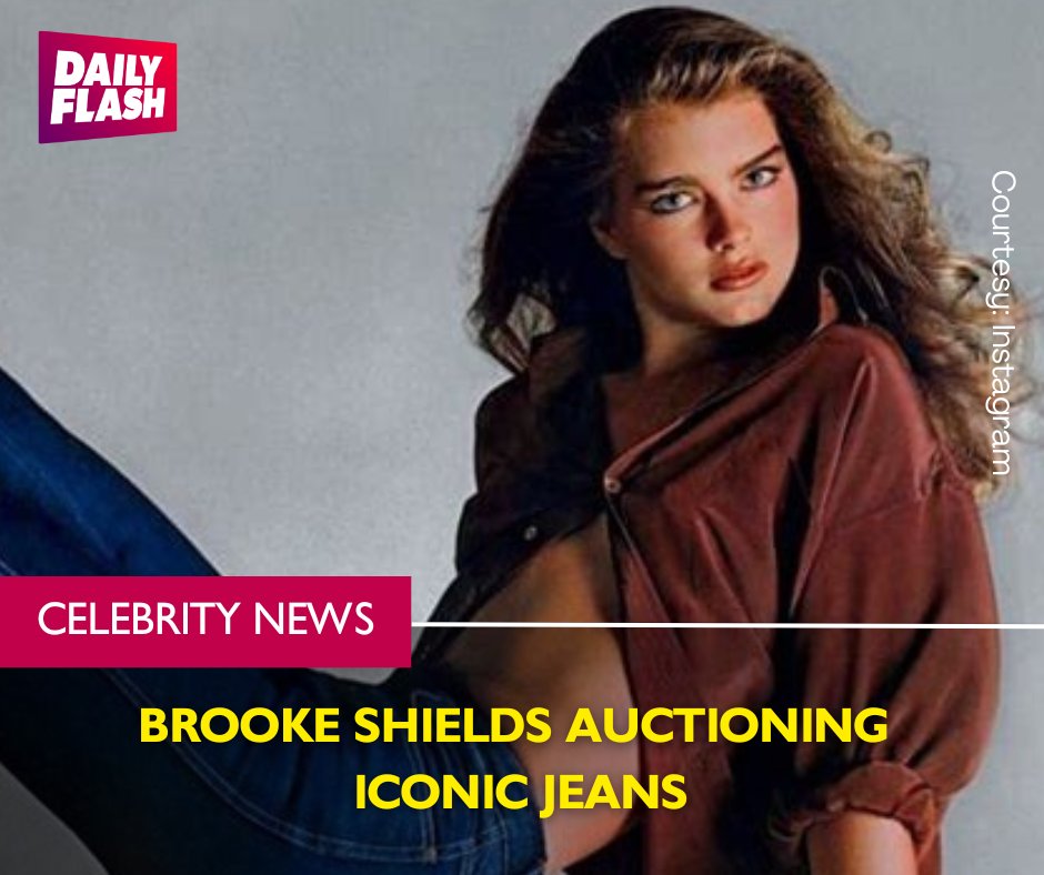 #BrookeShields has donated several personal items to an auction, including her iconic #CalvinKlein jeans. Shields was just 15 years old when she posed for a controversial 1980 advertising campaign with the tagline, "You want to know what comes between me and my Calvins? Nothing."