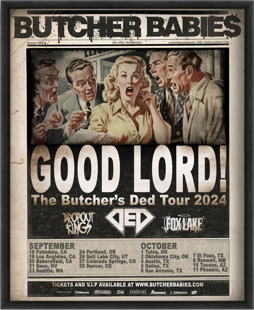 WeAreDed's tweet photo. DED NATION. WE WILL SEE YOU ON “THE BUTCHER’S DED TOUR” w/ OUR FRIENDS @ButcherBabies @DropoutKingsAZ and @foxlakeco 
AND WE WILL SEE YOU ON @ShipRocked TICKETS AND VIP AT https://t.co/PpmZDZchIB. NEW MUSIC COMING SOON. 

#StayDed https://t.co/Vx2dWH6dGM