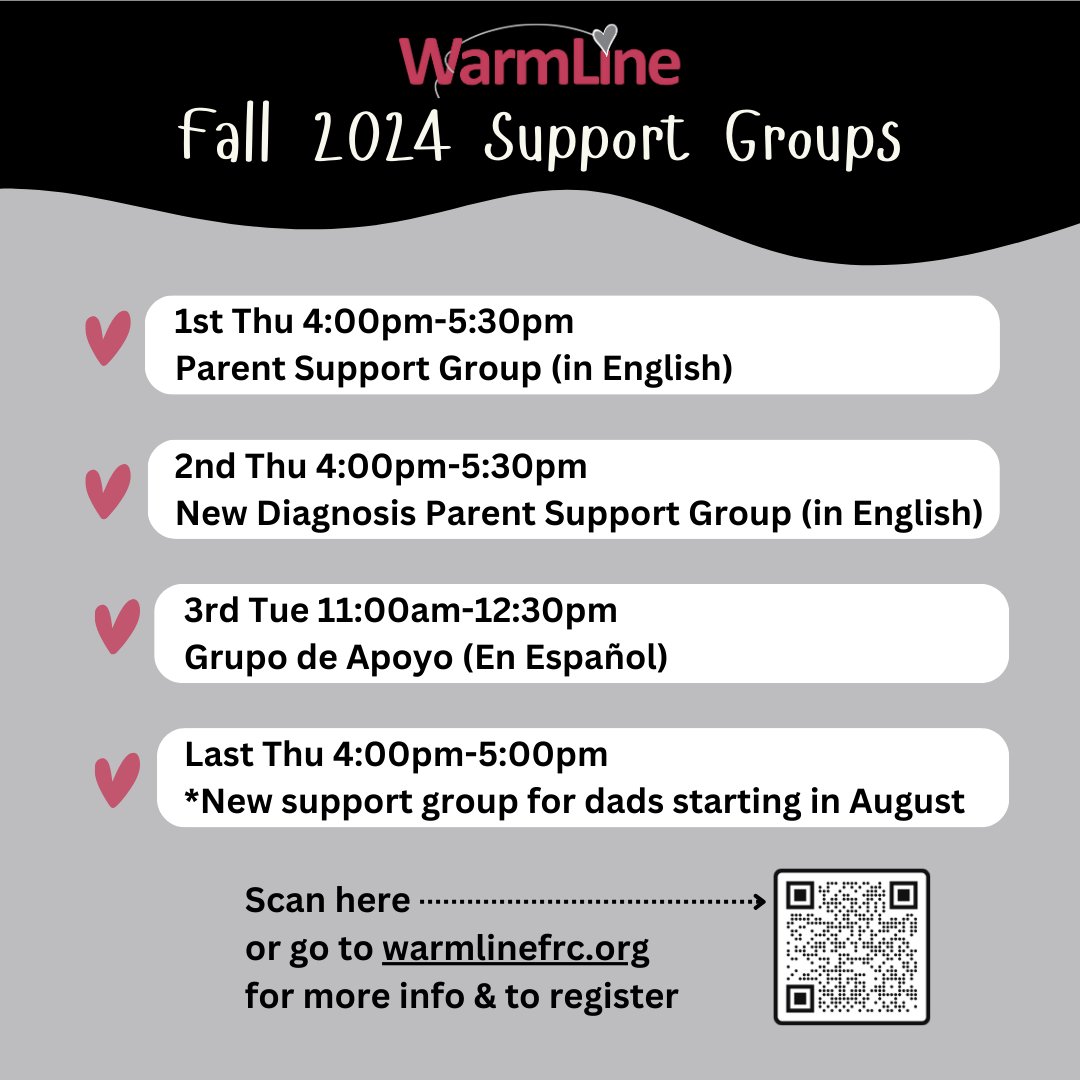 Check out WarmLine's support groups! If you're caring for someone who has recently been diagnosed with a developmental disability, this Thursday's support group is for you. Share some time with other folks on a similar journey. Register here: us02web.zoom.us/webinar/regist…