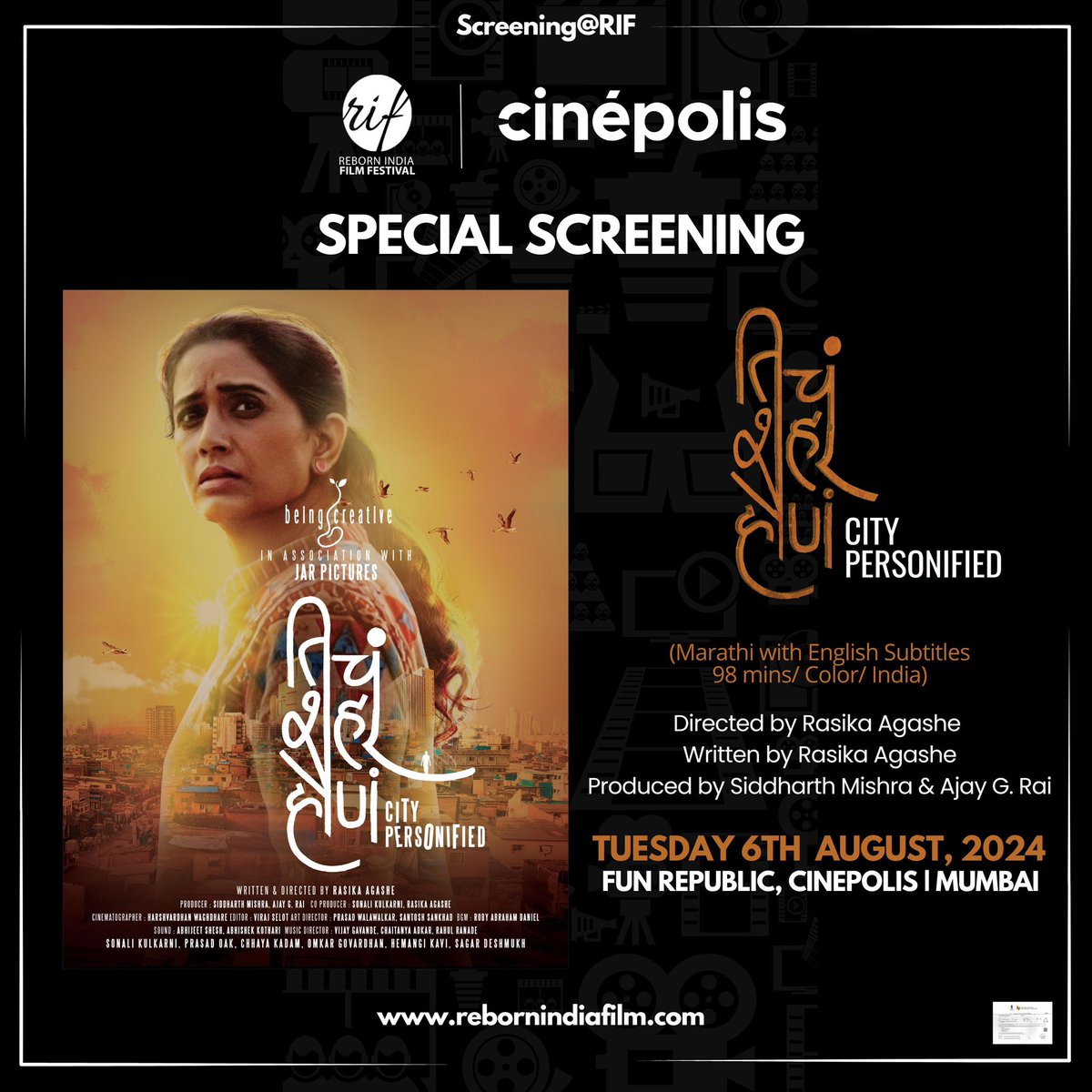 rasika agashe (@rasikaagashe) on Twitter photo We are happy to share about a special screening of our film Ticha Shahar Hona at fun republic andheri.. its a ticketed screening by the festival..so sharing the link.
- (Marathi) in.bookmyshow.com/mumbai/movies/тАж <a href="/bookmyshow/">BookMyShow</a> We are happy to share about a special screening of our film Ticha Shahar Hona at fun republic andheri.. its a ticketed screening by the festival..so sharing the link.
- (Marathi) in.bookmyshow.com/mumbai/movies/тАж <a href="/bookmyshow/">BookMyShow</a>