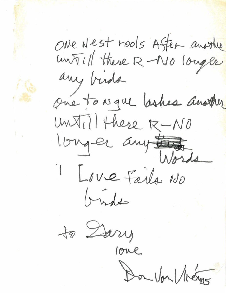 lucasgary's tweet photo. Don wrote this out and gave it to me after I auditioned for him back in his hotel room in Boston during the Bongo Fury tour with Frank Zappa in spring of '75. #captainbeefheart #donvanvliet #themagicband https://t.co/5gLyNzVuIl