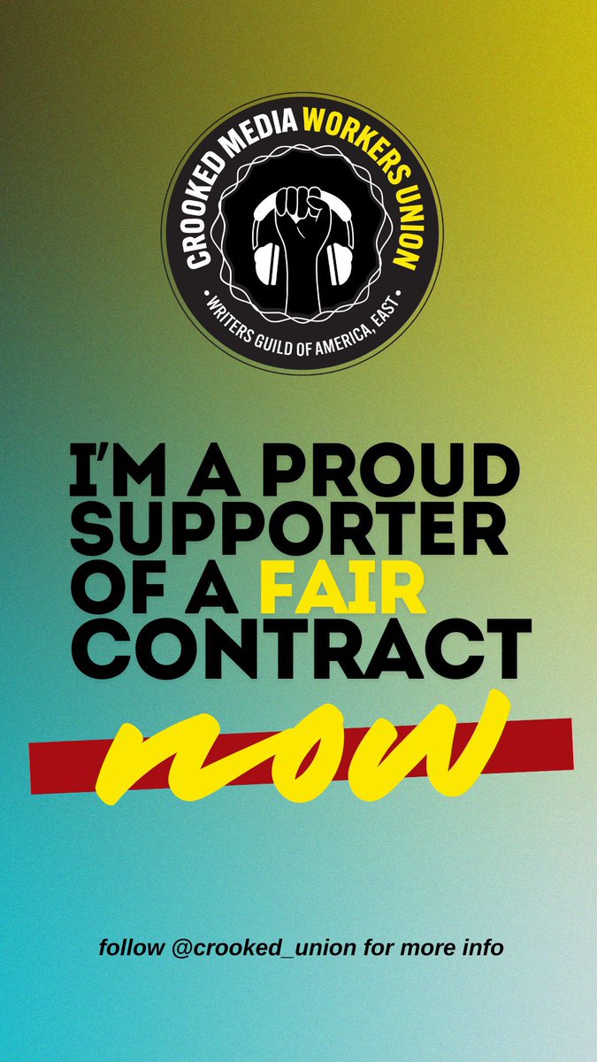 SarahGirlTwits's tweet photo. The only way I can get through the news is by laughing and @CrookedMedia helps me survive it. I stand with @crooked_union in support of a fair deal. Please get this sorted so we can go back to laughing through the pain. #keepcrookedprogressive #friendoftheunion https://t.co/BHEcNqf1xA
