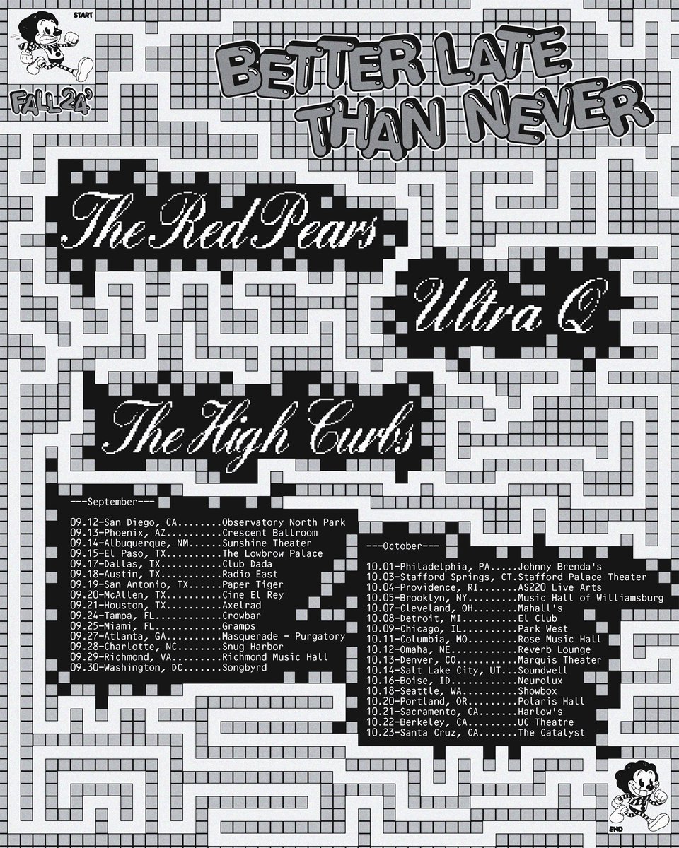 BETTER LATE THAN NEVER TOUR IS A MONTH AWAY <a href="/UltraQmusic/">Ultra Q</a> will be joining <a href="/TheHighCurbs/">The High Curbs</a> &amp; us for all dates! 

Flyer by <a href="/_luease/">Luis Martinez</a> 

theredpears.com/shows