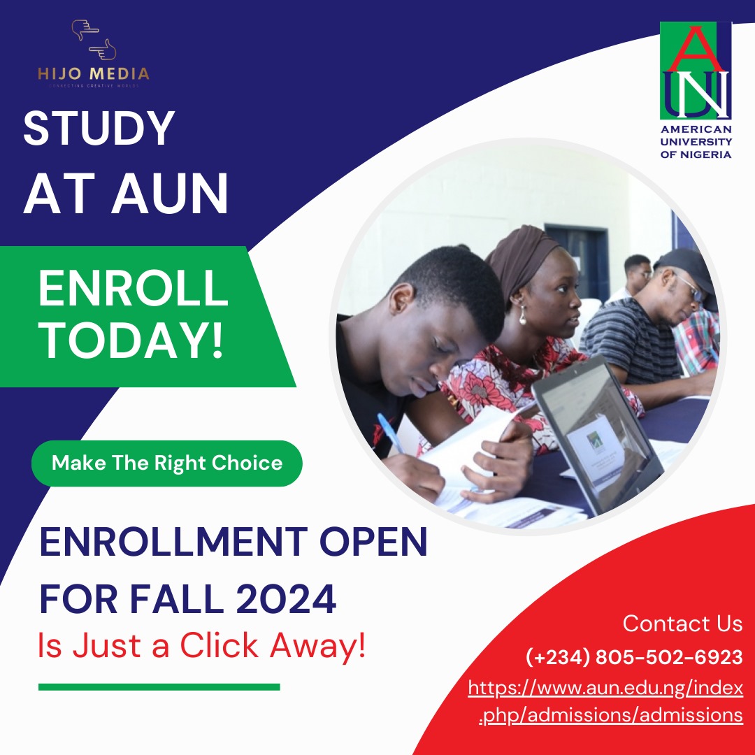 HIJOcomms's tweet photo. Enrollment Open for Fall 2024

Exciting news! Enrollment for the Fall 2024 semester at @AUNigeria is now open.
Take the first step toward your future. Link is in the comments. Apply today! 🌟

#aun #Fall2024 #FutureLeaders #highereducation #HIJOMedia https://t.co/XlSypSqqPw