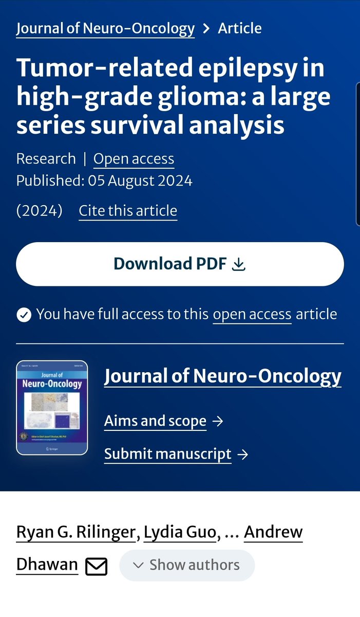 Ryan Rilinger (@ryan_rilinger) on Twitter photo It's official! My first 1st-author manuscript has been published in the amazing <a href="/JNeurooncol/">Journal of Neuro-Oncology</a> ! Great to collaborate with my @CleClinicLCM classmate <a href="/LydGuo/">Lydia Guo</a> and mentors <a href="/akshaysharma_MD/">Akshay Sharma</a> <a href="/JosieVolovetz/">Josie Volovetz, MD</a> <a href="/andrewdhawan/">Andrew Dhawan</a> .
Read open access! link.springer.com/article/10.100… It's official! My first 1st-author manuscript has been published in the amazing <a href="/JNeurooncol/">Journal of Neuro-Oncology</a> ! Great to collaborate with my @CleClinicLCM classmate <a href="/LydGuo/">Lydia Guo</a> and mentors <a href="/akshaysharma_MD/">Akshay Sharma</a> <a href="/JosieVolovetz/">Josie Volovetz, MD</a> <a href="/andrewdhawan/">Andrew Dhawan</a> .
Read open access! link.springer.com/article/10.100…